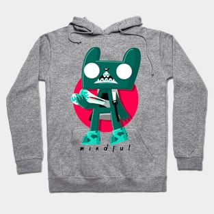 Cyan Heart Cat Doodle 2222 Hoodie